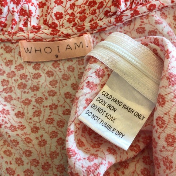 Who I Am Womens Red Distsy Floral Long Bell Sleeve Cropped Top Size 8 - Picture 6 of 6